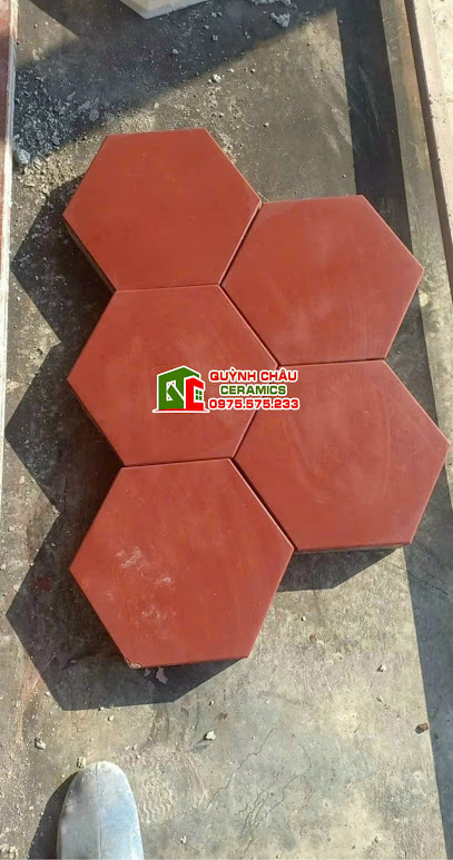 Mẫu lục giác xi măng màu đỏ trơn