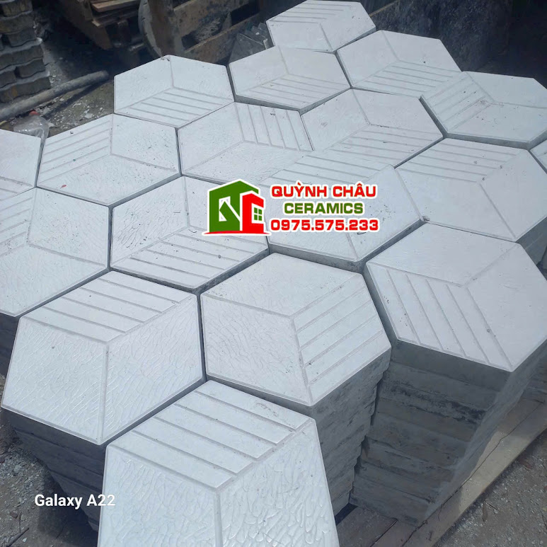 Mẫu lục giác xi măng màu xám trắng