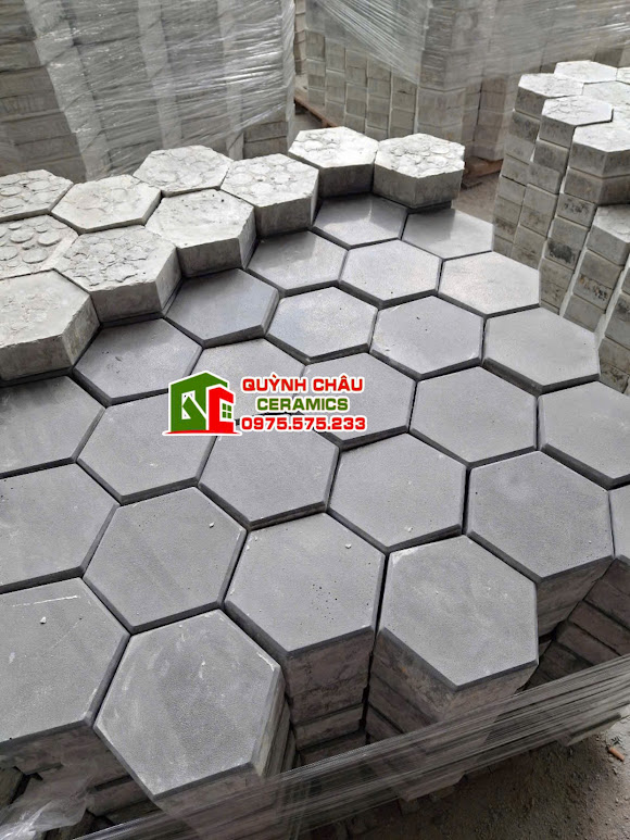 Mẫu lục giác xi măng màu xám trơn