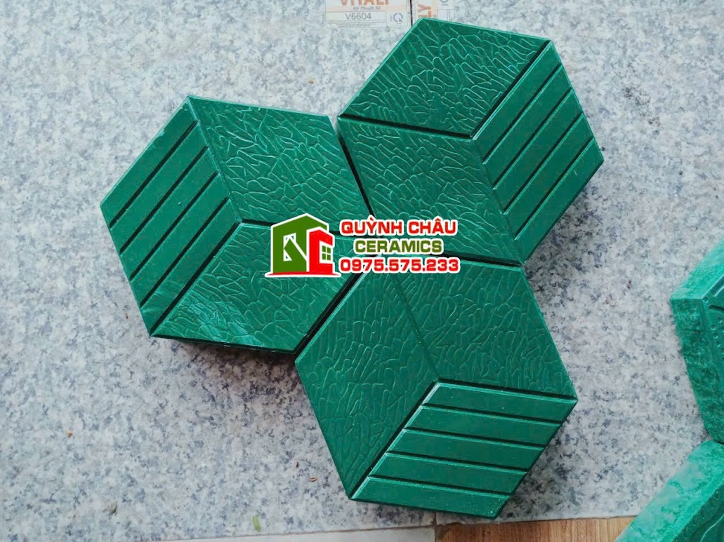 Mẫu lục giác xi măng màu xanh đâm