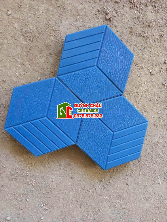 Mẫu lục giác xi măng màu xanh