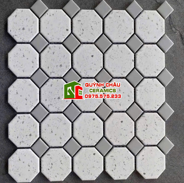 Mẫu gạch mosaic bát giác giả vân đá mài