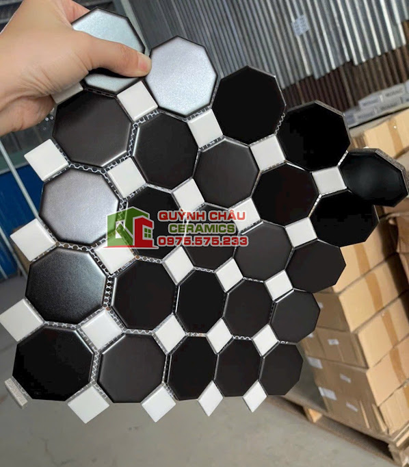Mẫu gạch bát giác trắng đen
