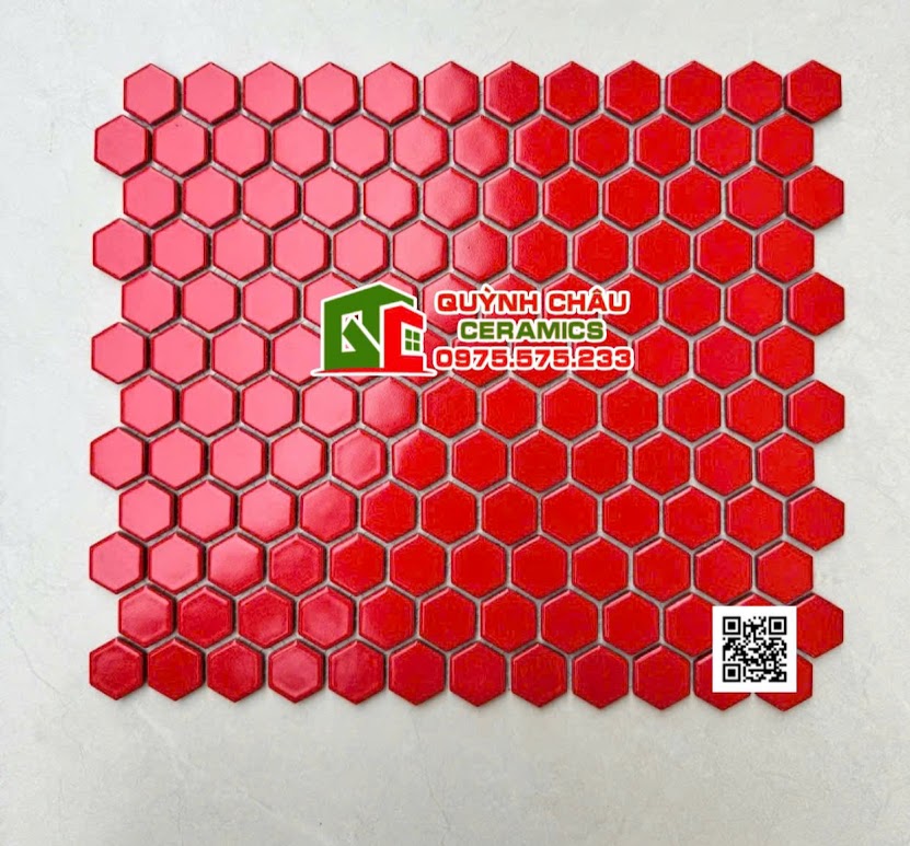 Mẫu mosaic lục giác màu đỏ mờ