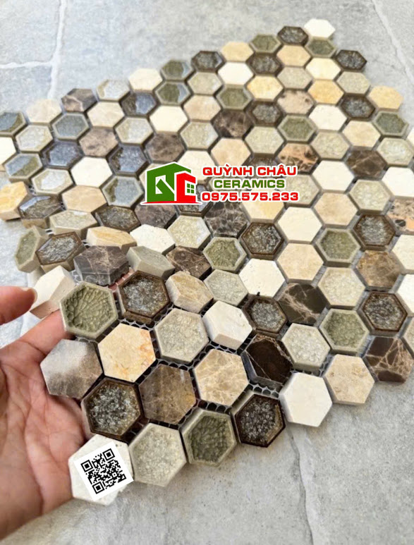 Mẫu mosaic lục giác màu hỗn hợp