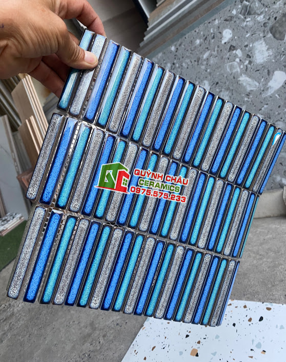 Mẫu gạch mosaic que đũa mix màu