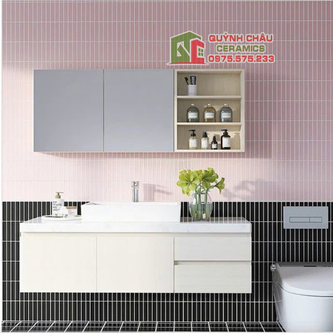 Mẫu gạch mosaic que đũa ốp phòng tắm