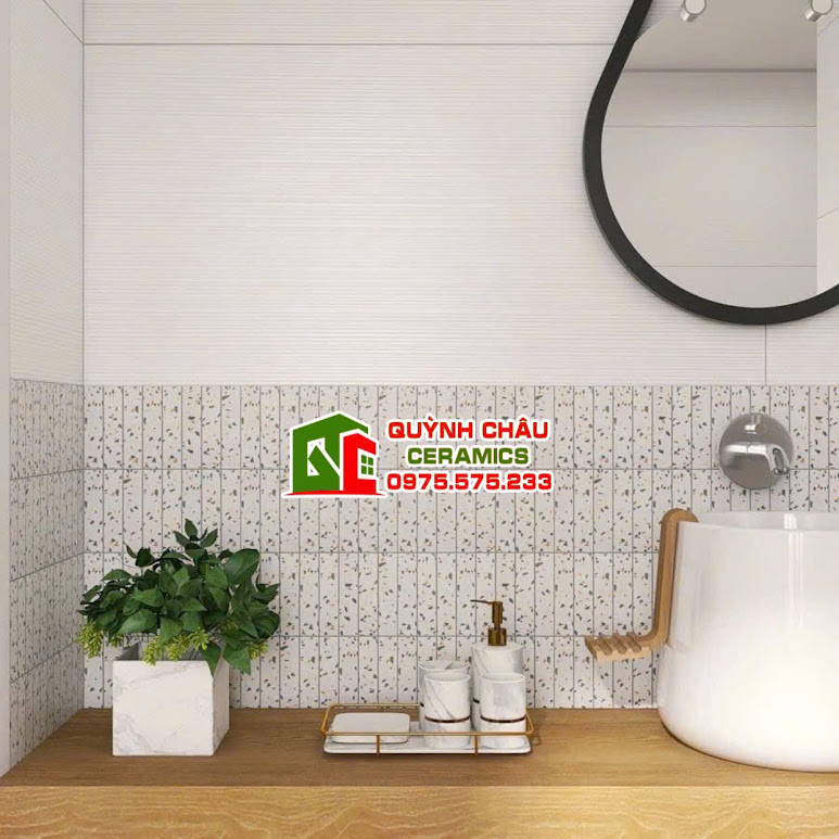 Mẫu gạch mosaic thanh que mờ phẳng vân đá terrazzo