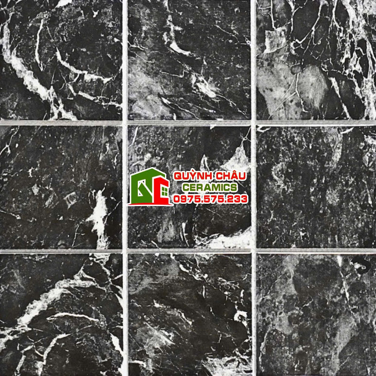Mẫu gạch mosaic vân đá đen trắng màu tối giản