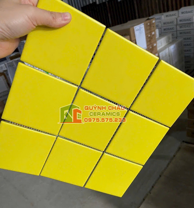 Mẫu gạch mosaic vuông màu cam mờ đơn sắc