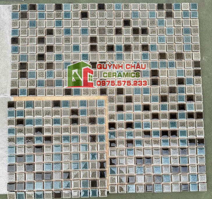 Mẫu gạch mosaic vuông nhỏ men rạn cao cấp