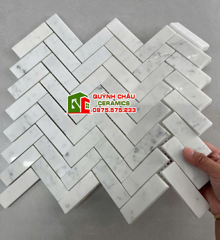 Mẫu gạch xương cá chất liệu đá tự nhiên
