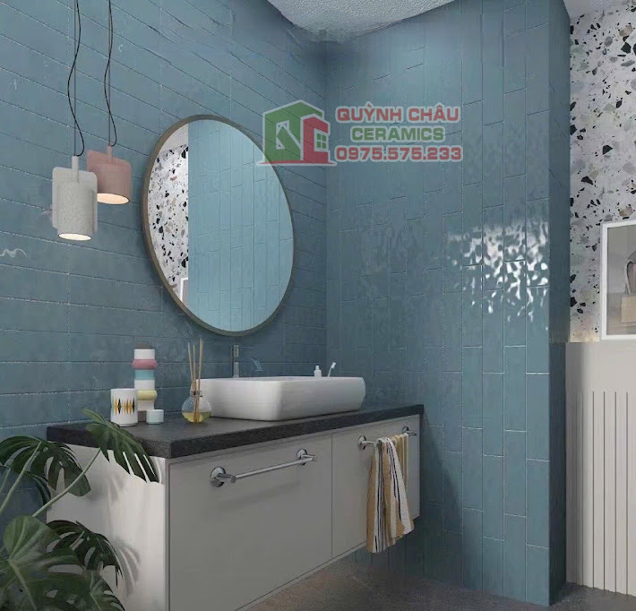 Mẫu gạch thẻ ốp phòng tắm men lượn sóng