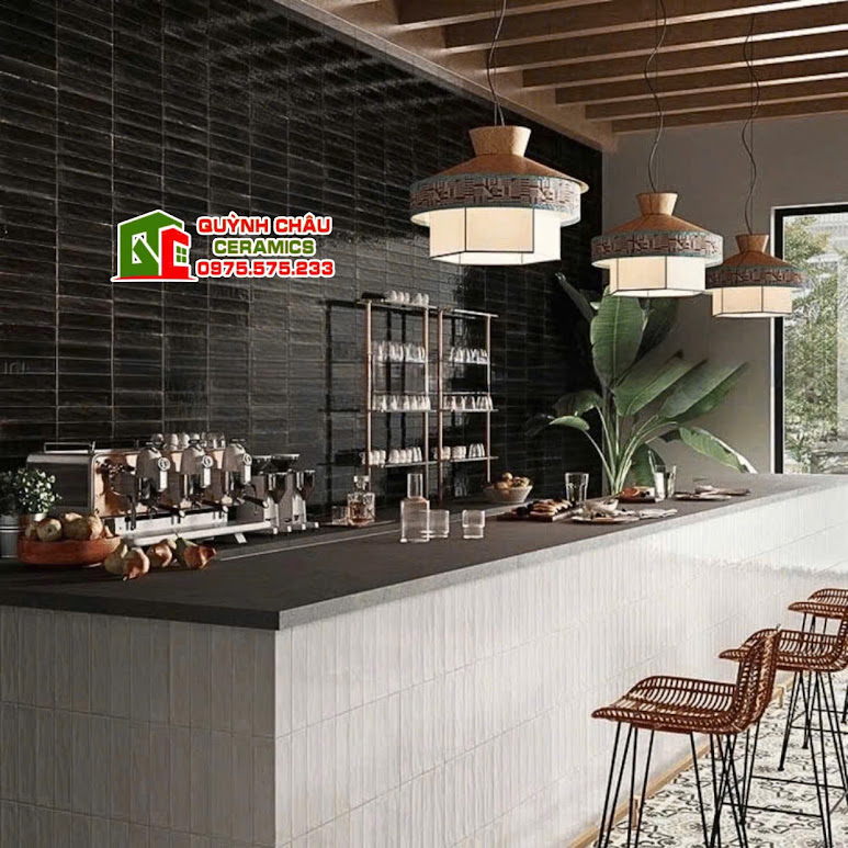 Mẫu gạch thẻ ốp quầy bar quán cafe