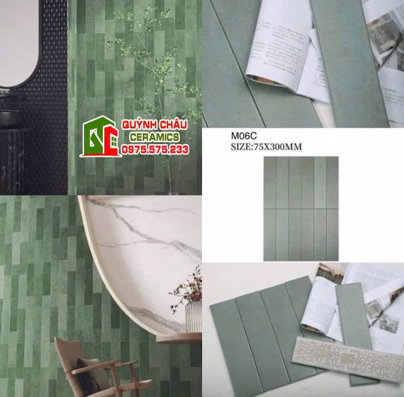 Mẫu gạch thẻ xanh giả cổ mờ hiệu ứng