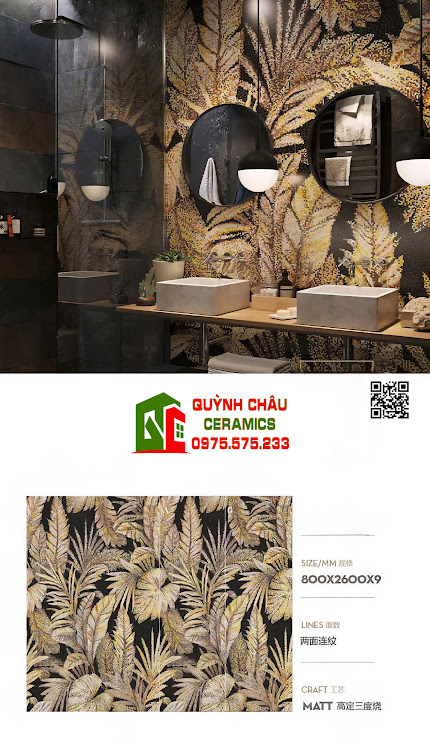 Mẫu gạch trang trí khổ lớn 80x260 giả mosaic bề mặt nổi 5D