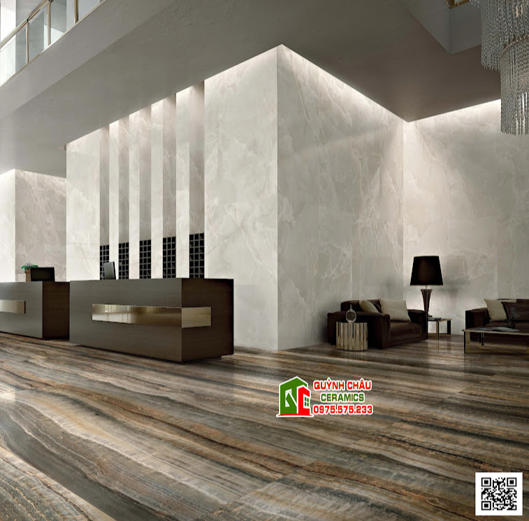 Mẫu gạch vân đá lát phòng khách biệt thự cao cấp