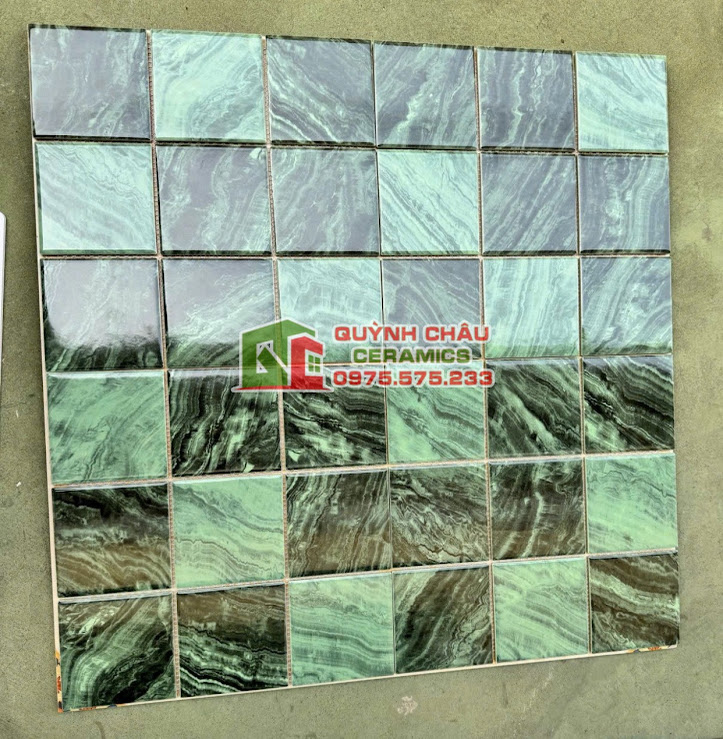 Mẫu gạch mosaic vuông gốm sứ màu xanh đậm nhạt