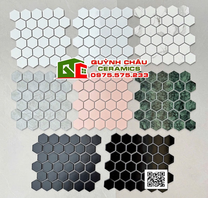 Những mẫu gạch mosaic lục giác nhiều màu