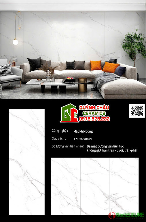 Đá nung kết 120x270 bóng trắng vân mây