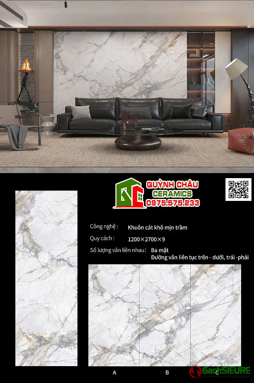 Đá nung kết 120x270 marble vân đá mờ