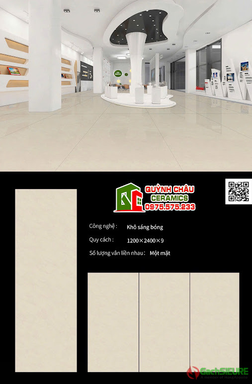 Đá nung kết lát nền 120x240 màu kem