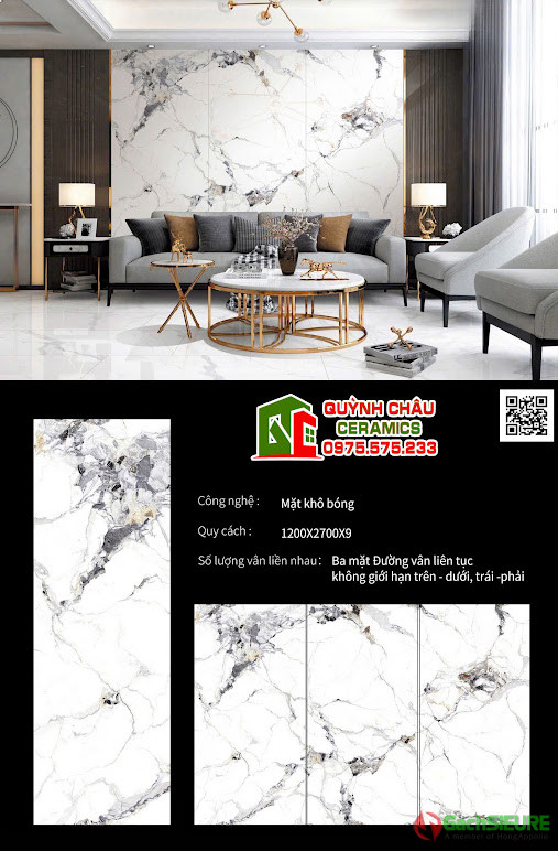 Đá nung kết nhập khẩu 120x270 trắng vân đá