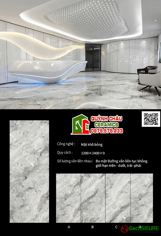 Gạch 120x240 đá nung kết vân đá bóng kiếng