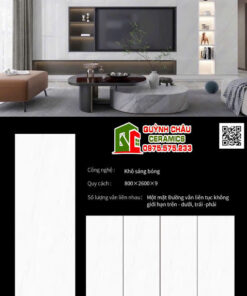 Gạch 80×260 đá nung kết bóng trắng vân nhẹ