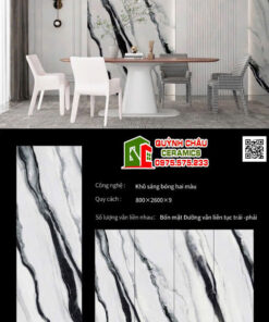 Gạch đá nung kết 80×260 bóng vân giả đá trắng đen