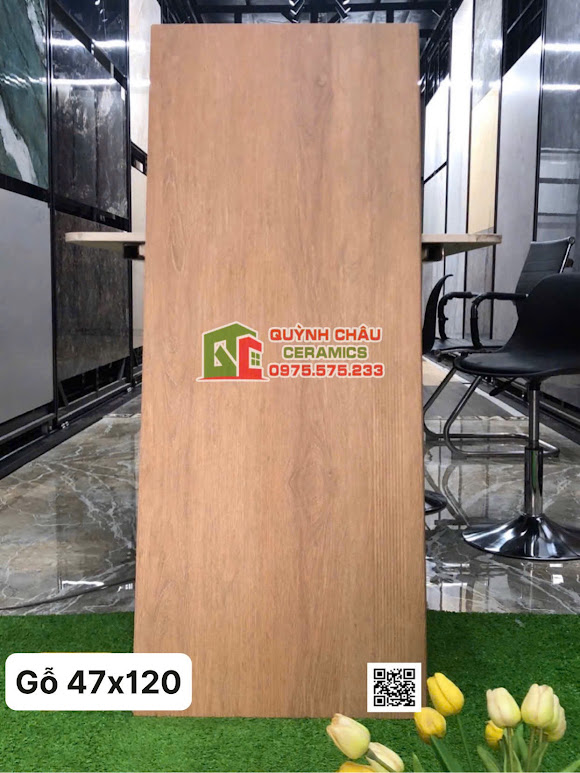 Gạch cầu thang vân gỗ 47x120 trung quốc
