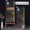 Gạch lát cầu thang tam cấp 47×120 đen khắc kim vân cam
