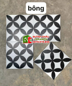 Gạch 30×30 bông lát nền cổ điển đồng tiền trắng đen