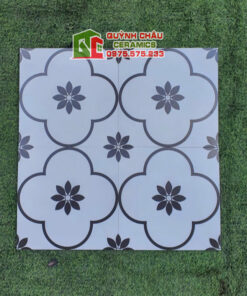 Gạch bông 30×30 cổ điển trắng đen hoa mai