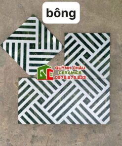 Gạch bông 30×30 hoa văn sọc xanh trắng