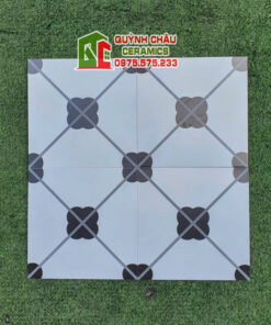 Gạch bông 30×30 men cổ điển trắng nhấn đen