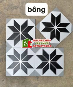 Gạch bông cổ điển 30×30 hoa văn đen trắng xám