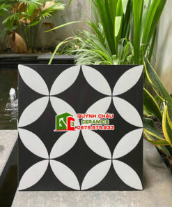 Gạch 30×30 bông đồng tiền đen trắng