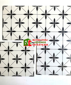 Gạch bông lát nền 30×30 hoa 4 cánh đen trắng