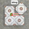 Gạch bông lát nền 30×30 hoa mai nâu đỏ cổ điển