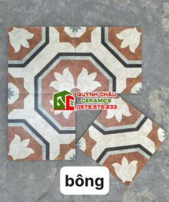 Gạch bông lát nền 30×30 hoa văn nâu cổ điển