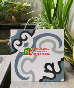 Gạch bông lát nền 30×30 hoa văn xanh