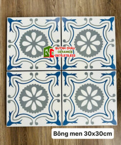 Gạch bông men cổ điển 30×30 hoa văn Vintage