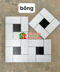 Gạch bông trung quốc 30×30 hoa văn ghép trắng đen