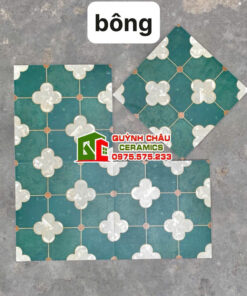 Gạch bông trung quốc cổ điển 30×30 hoa văn xanh đậm