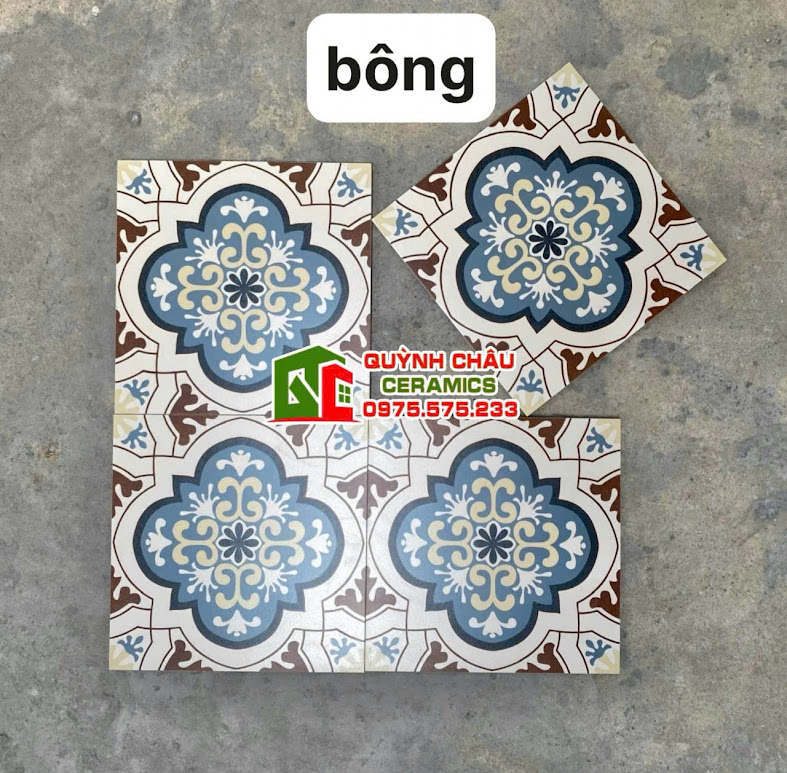 Gạch bông xương đá 30x30 hoa văn cổ điển
