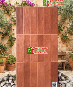 Gạch 30×60 giả thẻ cổ màu đỏ đất nung