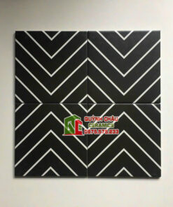 Gạch bông 20×20 đen sọc trắng hoạ tiết xương cá