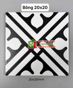 Gạch bông 20×20 đối xứng đen trắng hoạ tiết