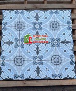 Gạch bông 20×20 giả cổ hoa văn xanh lam